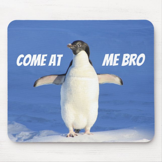 Mousepad Vindo em mim pinguim engraçado de Bro Meme (Frente)