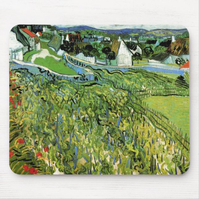 Mousepad Vinhas com Vista para Auvers de Vincent van Gogh (Frente)
