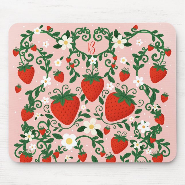 Mousepad Vinhas Florais, Rosa e Vermelhas, Castanho (Frente)
