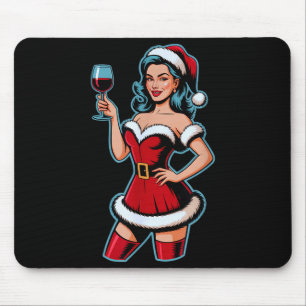 Mousepad Vinho de Natal Garota do Papai Noel Festa de Féria