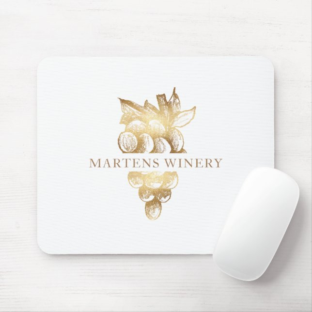 Mousepad vinho de vinificação negócios uvas de ouro monogra (Com mouse)