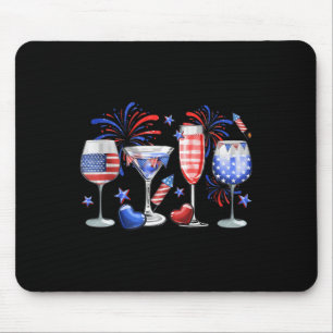 Mousepad Vinho Engraçado Gl Red White Firework Feliz 4º De