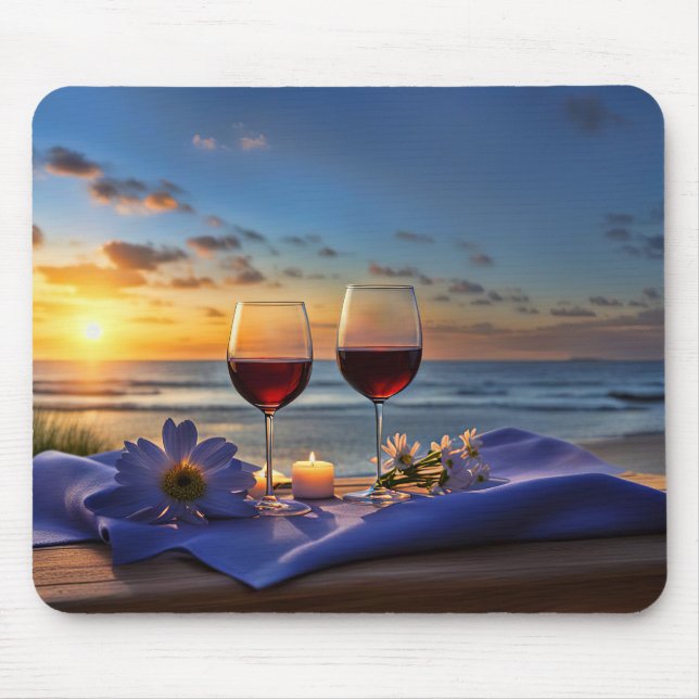 Mousepad Vinho na praia (Frente)