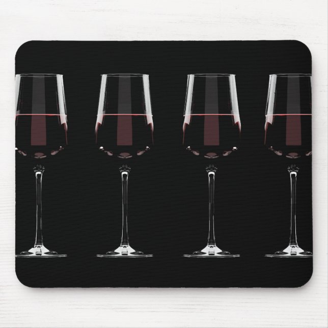 Mousepad Vinhos com vinho tinto em preto (Frente)