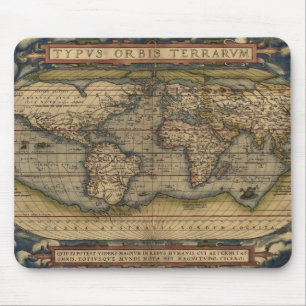 Mousepad Vintage 1570 - Mapa do Velho Mundo de Abraham Orte
