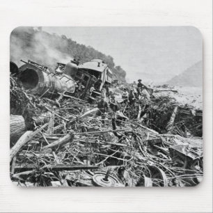Mousepad Vintage 1889 da destruição do trem da inundaçã