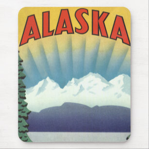 Mousepad Vintage Alaska Poster de viagens Art, Paisagem Cên
