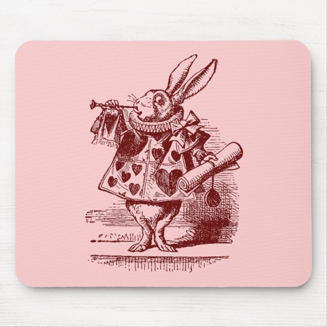 Mousepad Vintage Alice no Coelho Branco da Maravilha (Frente)