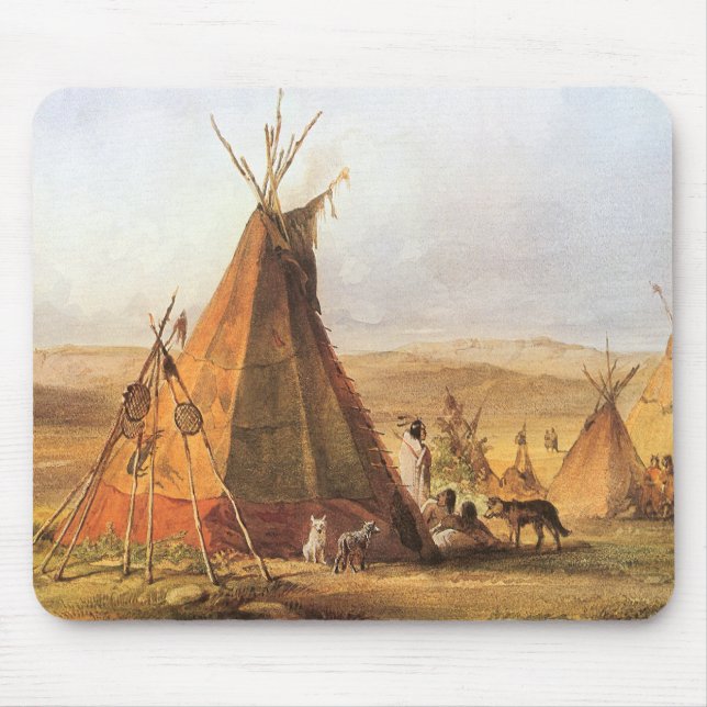 Mousepad Vintage American West, Teepees on Plain por Bodmer (Frente)