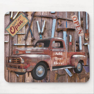Mousepad Vintage Antique Red Truck Ferramentas Antigas de F