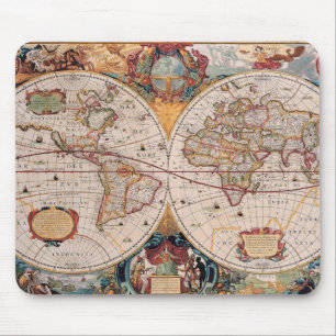 Mousepad Vintage Antique Velho Mapa do Mundo Design Impress