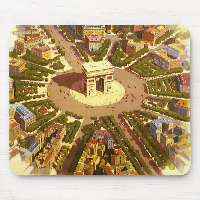 Mousepad Vintage Arc de Triomphe, Paris, França, Viagem Art (Frente)