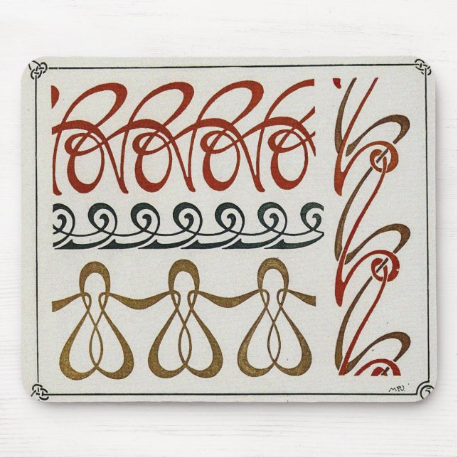 Mousepad Vintage Art Nouveau Ilustração de Mucha (Frente)