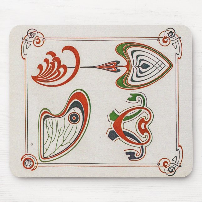 Mousepad Vintage Art Nouveau Ilustração de Mucha (Frente)