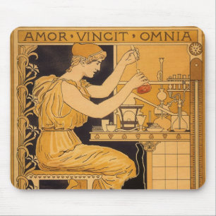 Mousepad Vintage Art Nouveau, Love Conquista All Scientist