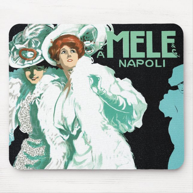 Mousepad Vintage Art Nouveau, Moda Italiana, Mulheres Ricos (Frente)