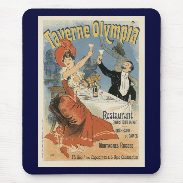 Mousepad Vintage Art Nouveau, Restaurante Olimpíada Taverne (Frente)