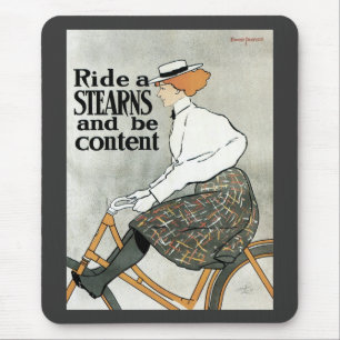 Mousepad Vintage Art Nouveau, Ride a Sterns Bicycle Bikes