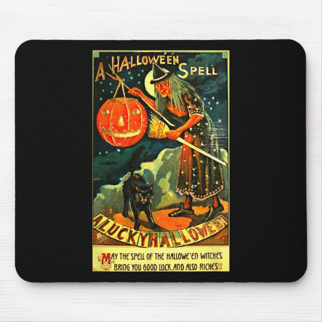 Mousepad Vintage Art Retro Halloween Witch (Frente)