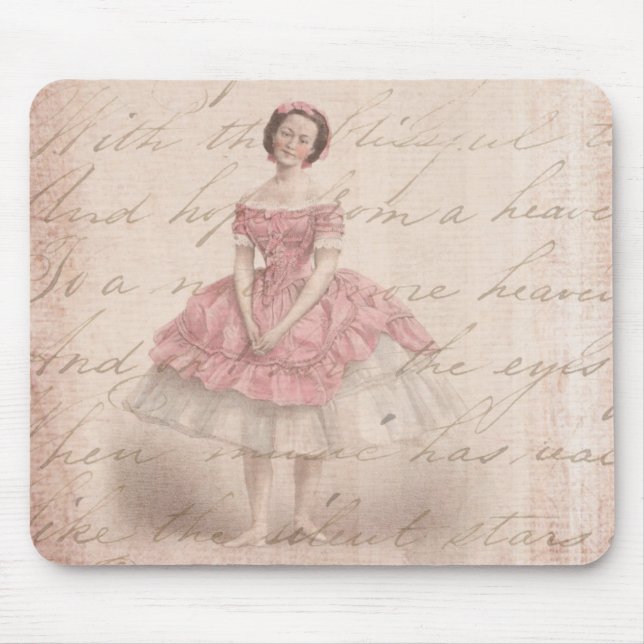 Mousepad Vintage Ballerina Girl in a Pink Tutu (Frente)
