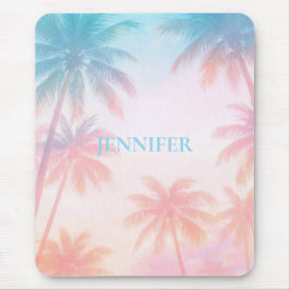 Mousepad Vintage Beach Sunset Palm Trees Pastel            