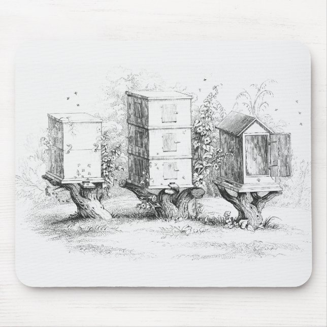 Mousepad Vintage Bee Boxes Honey (Frente)