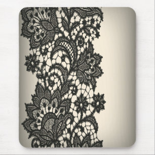 Mousepad Vintage black Lace beige Paris Fashion