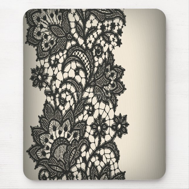 Mousepad Vintage black Lace beige Paris Fashion (Frente)