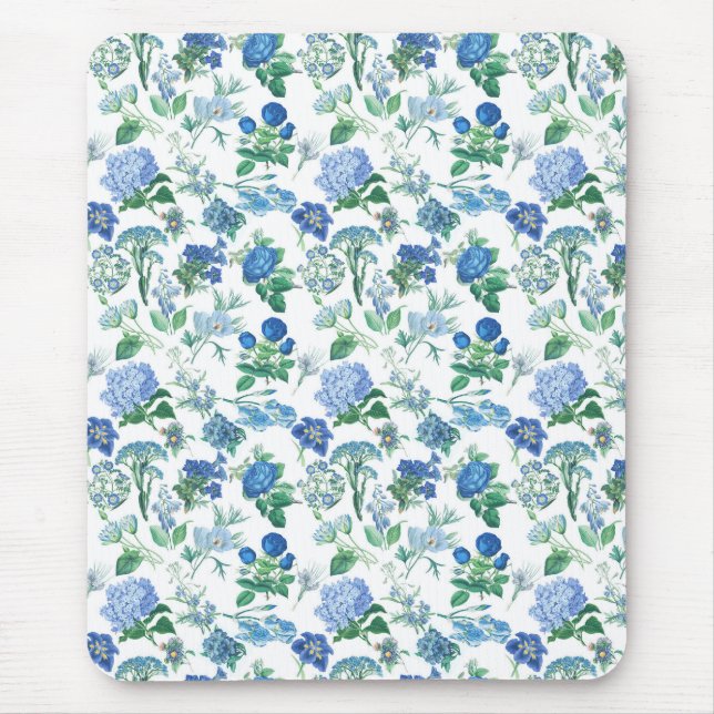 Mousepad Vintage Blue Flowers Notebook (Frente)
