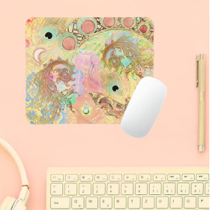 Mousepad Vintage boêmia, arte hippie pastel única