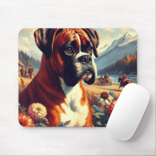 Mousepad Vintage Boxer Dog Painting