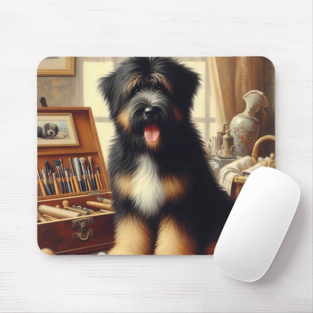 Mousepad Vintage Briard Dog Painting (Com mouse)