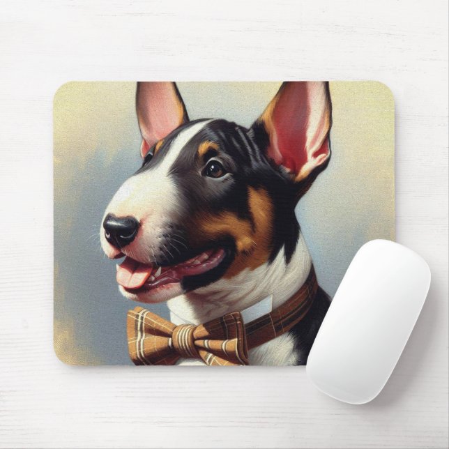 Mousepad Vintage Bull Terrier Painting Retrato (Com mouse)