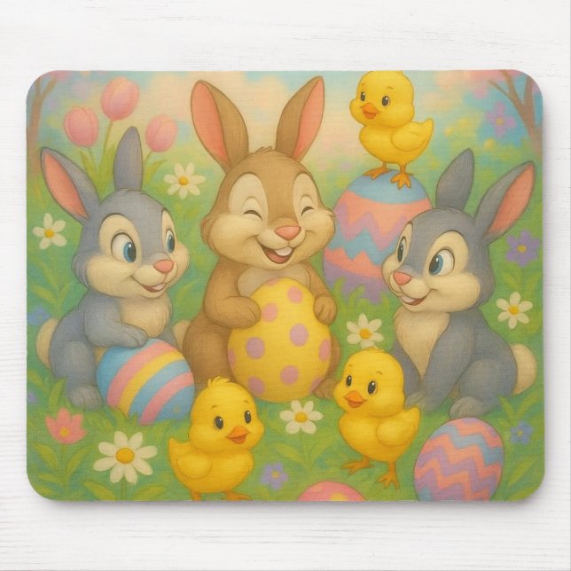 Mousepad Vintage Bunny/Rabbit Easter Egg/Spring  (Frente)