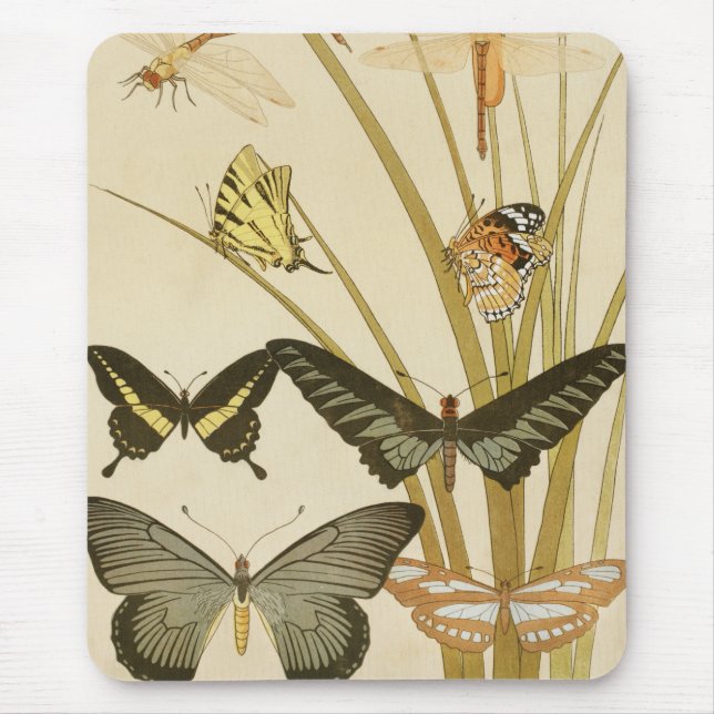 Mousepad Vintage Butterfly Papillon Ilustração (Frente)