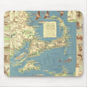 Mousepad Vintage Cape Cod Mapa (1940)