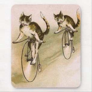 Mousepad Vintage Cats on Bikes