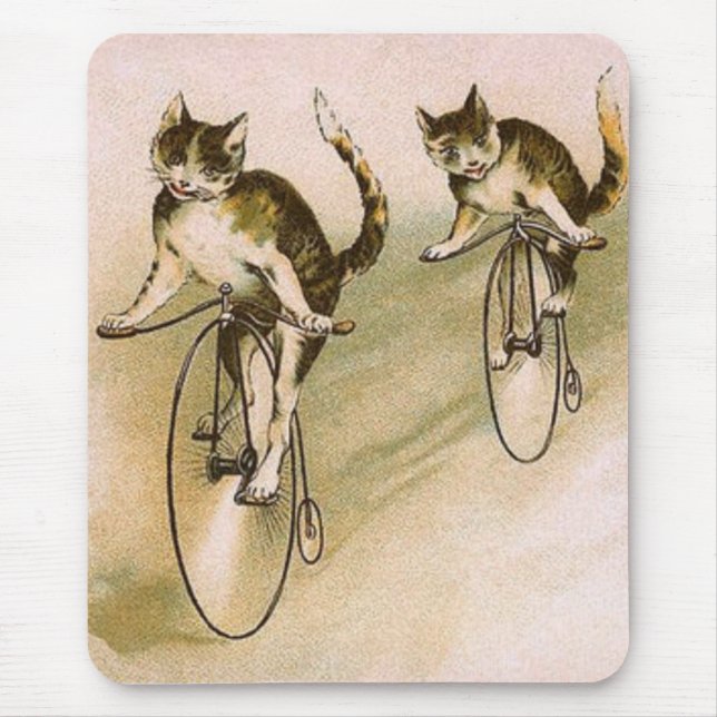 Mousepad Vintage Cats on Bikes (Frente)