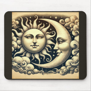 Mousepad Vintage Celestial Sun & Moon