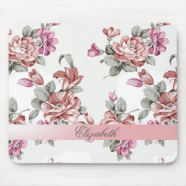 Mousepad Vintage Chic Girly Flowers Personalizado (Frente)