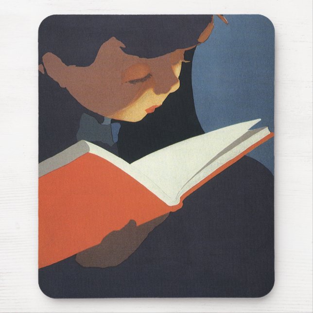 Mousepad Vintage Child Lendo um Livro da Biblioteca (Frente)