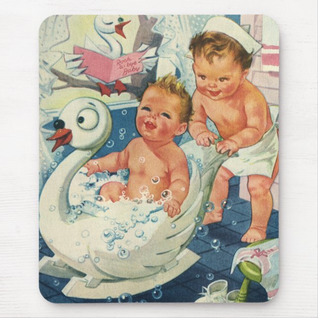 Mousepad Vintage Children reproduzindo bolhas em Swan Batht (Frente)