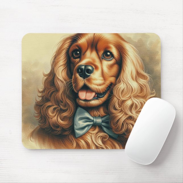Mousepad Vintage Cocker Spaniel Oil (Com mouse)
