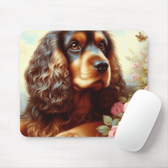Mousepad Vintage Cocker Spaniel Painting (Com mouse)
