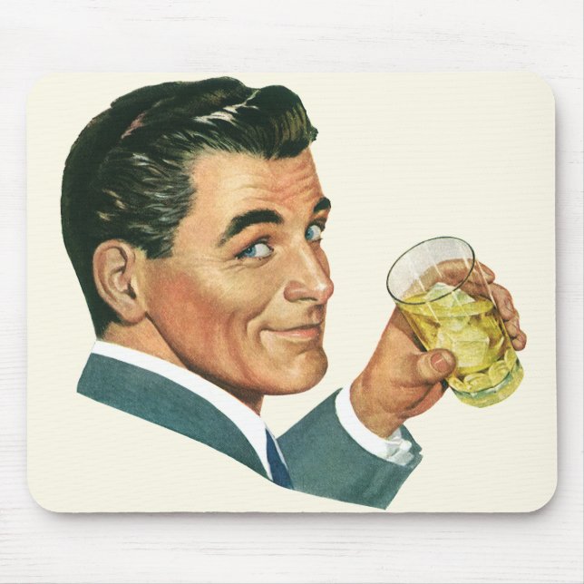 Mousepad Vintage Cocktails Beverages, Man Drinking Drinks (Frente)
