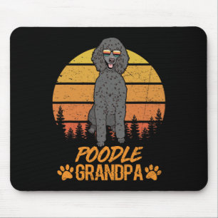 Mousepad Vintage Cool Preto Poodle Padrão Cão Avô Gordo