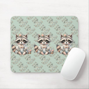 Mousepad Vintage Cottagecore Raccoon Pastel