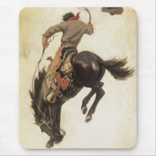 Mousepad Vintage Cowboy, Bronco Buster Study pelo NC Wyeth