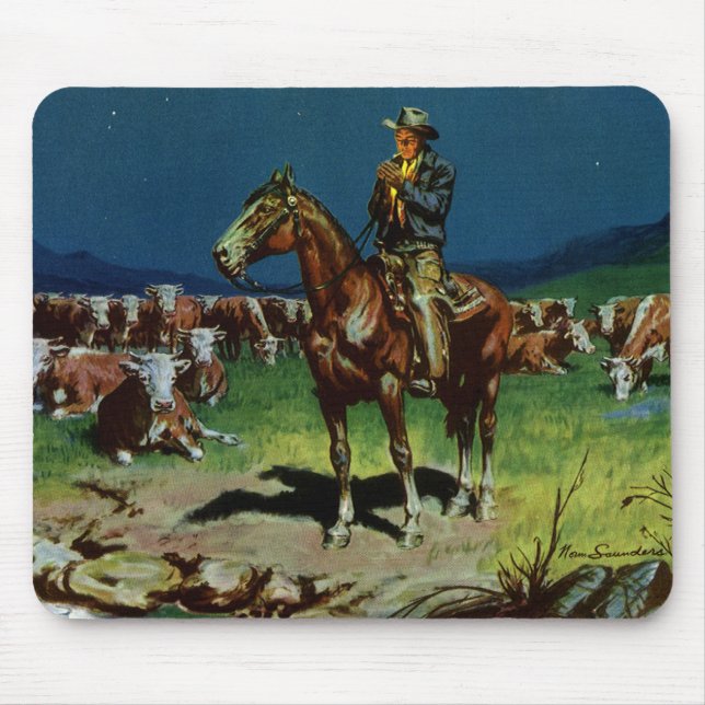 Mousepad Vintage Cowboy, Pecuária na Fazenda (Frente)