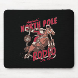 Mousepad Vintage Cowboy Santa do Rodeio do Polo Norte País